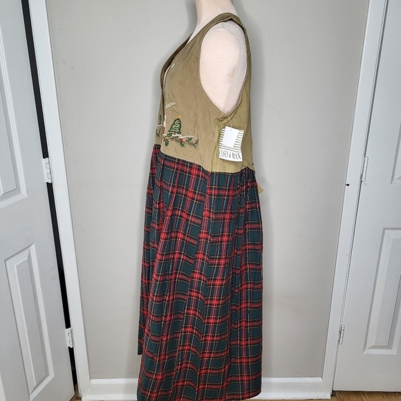 Vintage Casey & Max NWT New Long Winter Christmas Jumper Tan Red Size Large - Picture 5 of 9